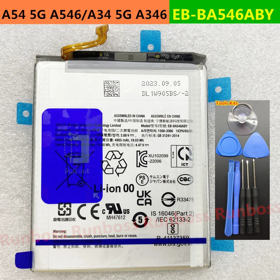 New 4905mAh/5000mAh EB-BA546ABY Mobile Phone Battery For Samsung Galaxy A54 5G A546/Galaxy A34 5G A346 Batteries