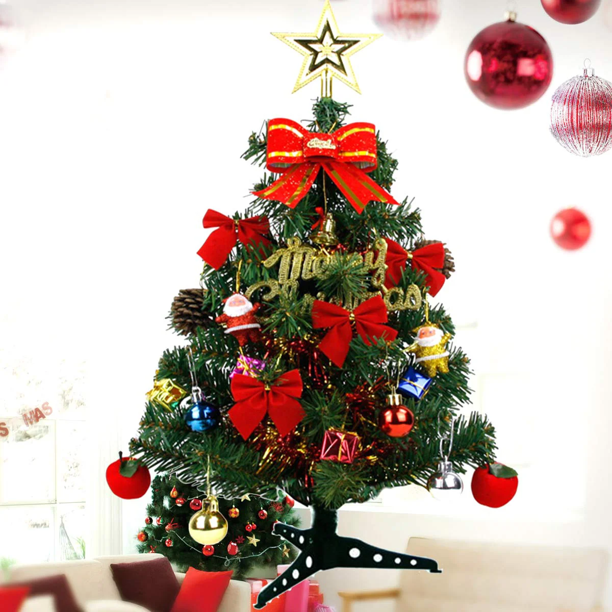 

45cm DIY Tabletop Christmas Tree Artificial Christmas Tree Desktop Ornament Home Party Holiday Decoration