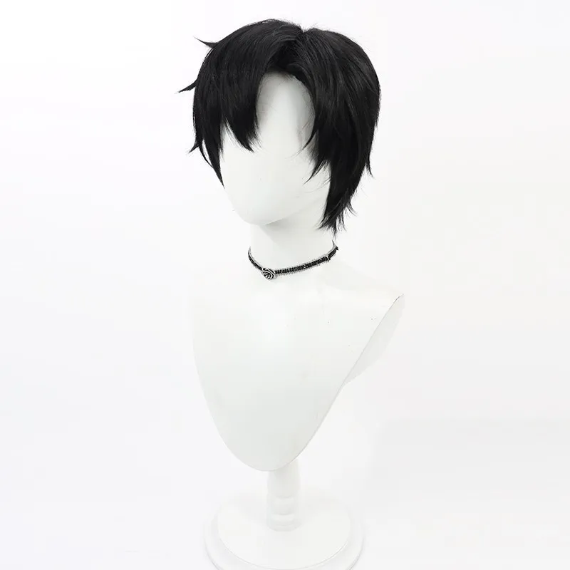 شعر مستعار تنكري من Love and Deepspace Gu Shiye باللون الأسود هدية الهالوين