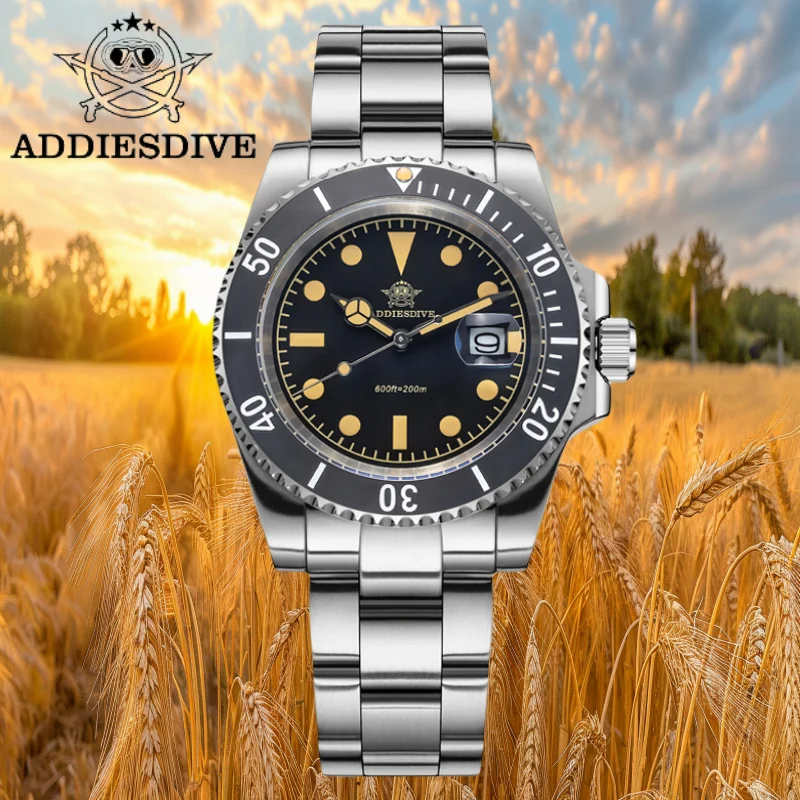 

ADDIESDIVE AD2054 Watch For Men C3 Super Luminous Display Calendar 200M Waterproof 316L Stainless Steel Class Quartz Watch Reloj