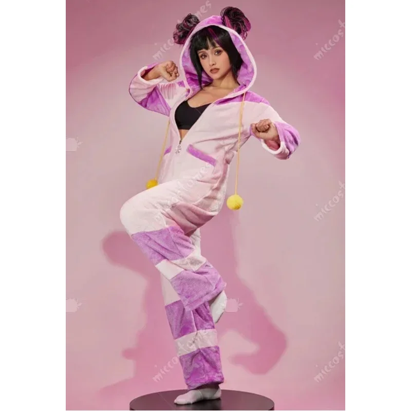 

Miccostumes's-8 женский костюм для косплея Юри, плюшевый комбинезон, пижамный комплект и бюстгальтер, кавайная домашняя одежда
