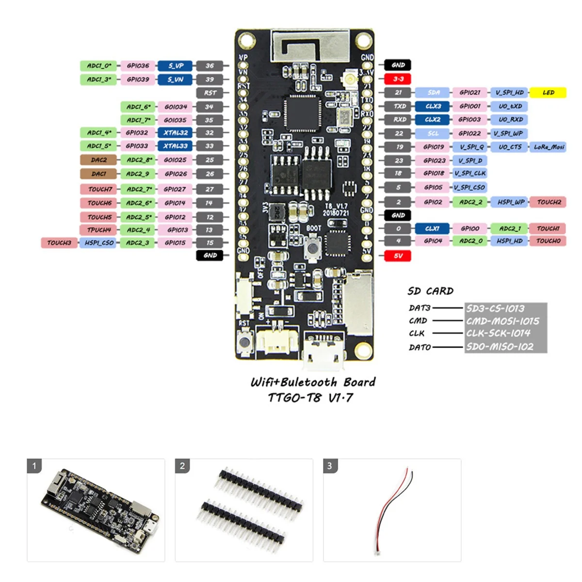 T8 Rev1 Development Board Motherboard V1.7 ESP32 WROVER Electronic Module 4MB FLASH 8MB PSRAM