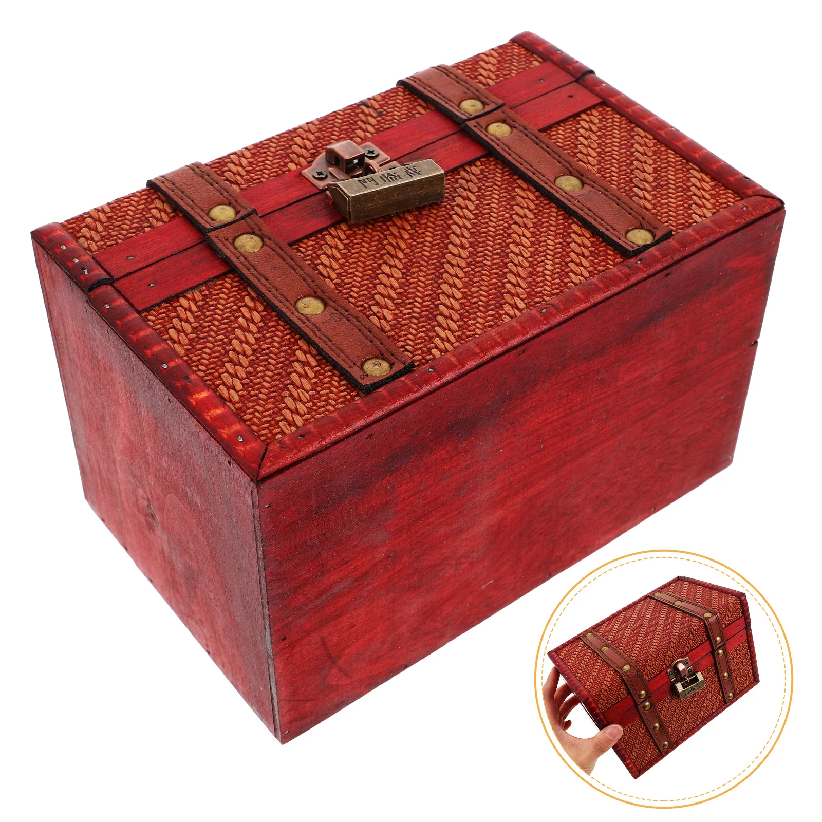 

Vintage Woven Wooden Jewelry Box Desktop Storage Organizer Trinket Holder Decorative Chest Vintage Storage Box