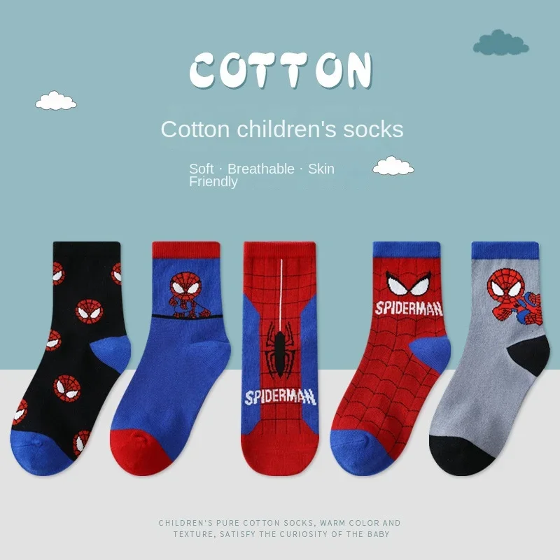 Marvel Spider-Man Children Socks Cute Cartoon Fashion Charm Warm Spiderman Winter Socks Moisture Proof Girl&Child Holiday Gifts