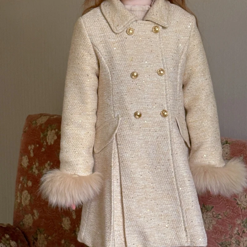 معطف الفتيات 2025 الخريف والشتاء ملابس الأطفال الجديدة الكورية نمط فتاة طفل ألف الذهب الرياح الخصر كليب معطف القطن #1