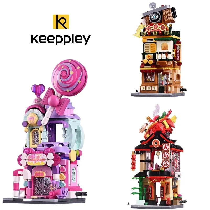 

Keeppley-детские кирпичные игрушки, украшенные городскими зданиями с красочными уличными сценами, идеальные подарки, сборка головоломки, подарок по периметру