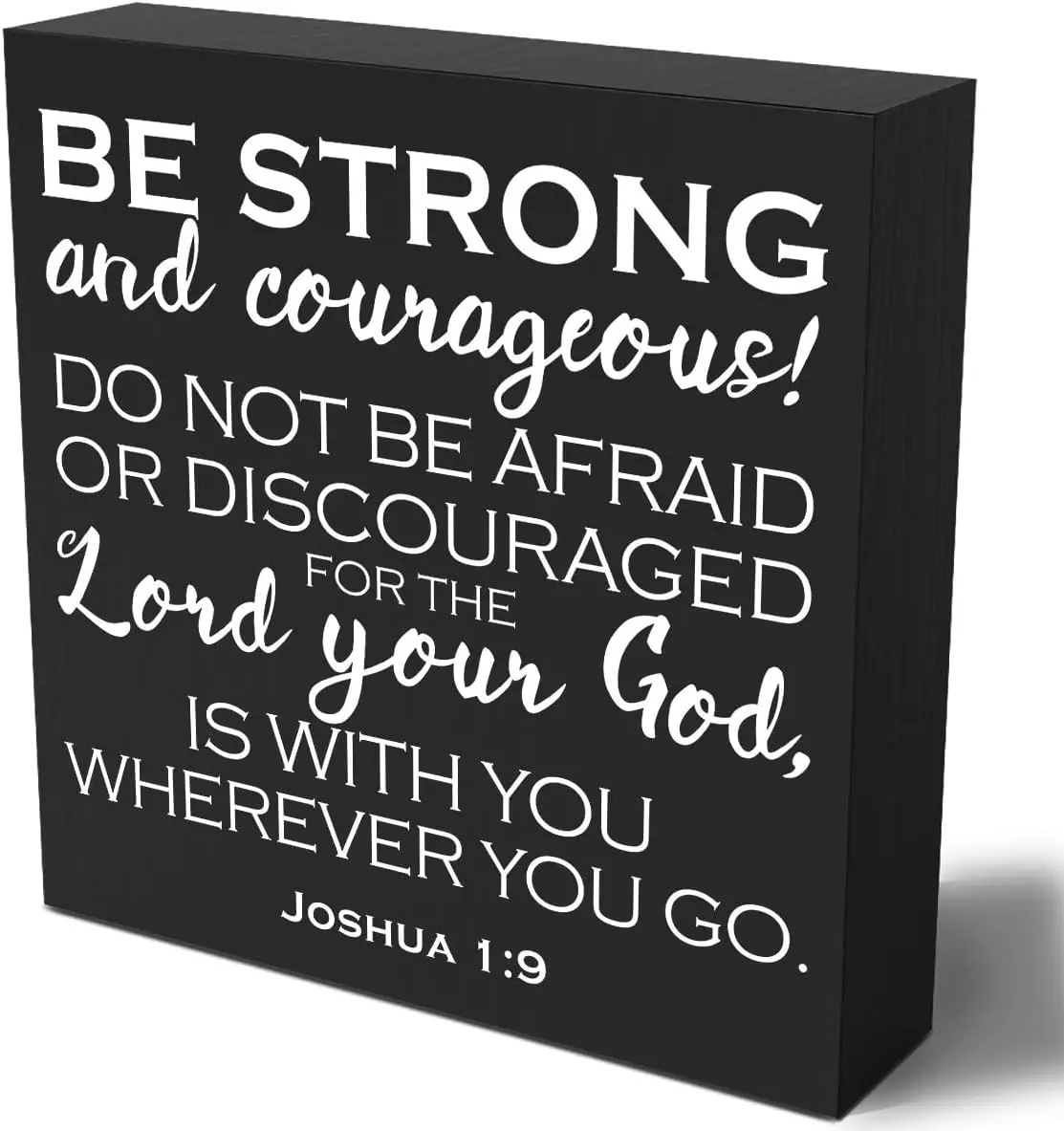 Bible Verse Wooden Box Sign Plaque Be Strong and Courageous Do Not Be Afraid Wood Box Sign Rustic Art Home Office Shelf Desk Dec