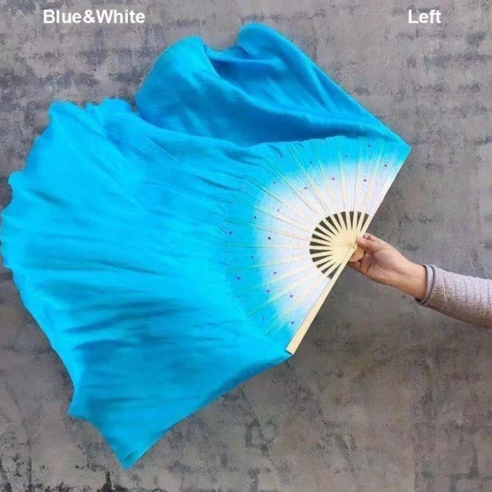 

31 см бамбуковый китайский короткий танец живота веер танцовщица практика разноцветные пары Yangko танцевальные бамбуковые веера 10 см полукруг шелковая вуаль