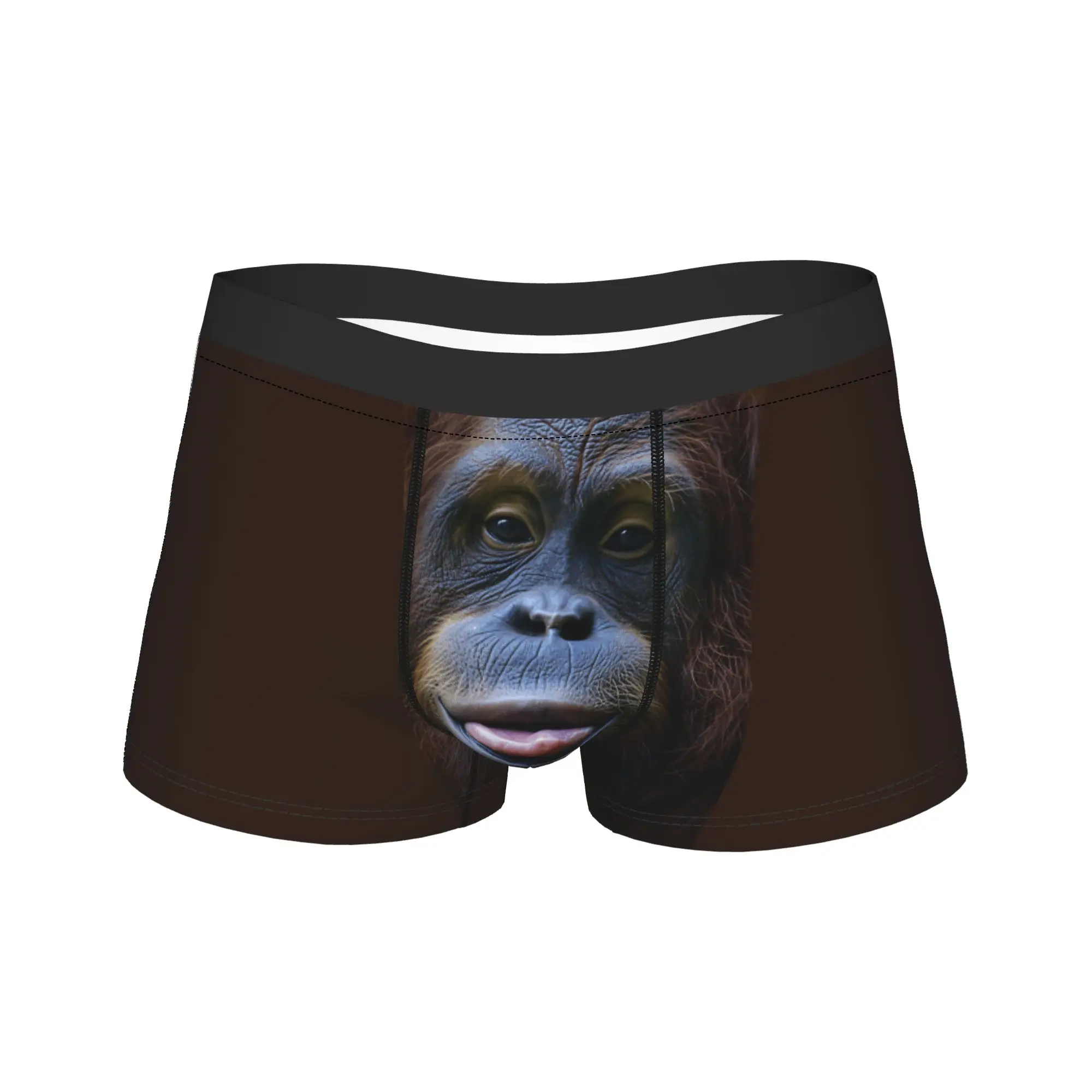 Realistic Orangutan Stick Out Tongue Portrait Underwear  Man Underpants Printed Breathable Boxershorts Quality Boxer Brief 2XL