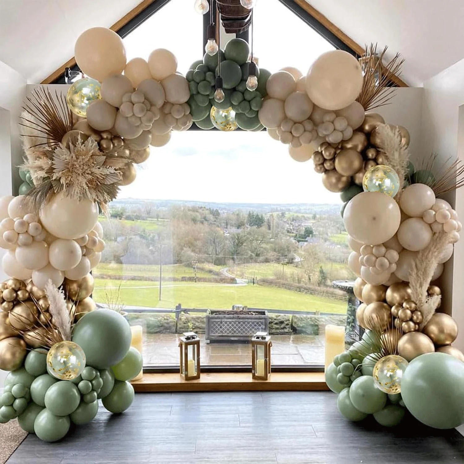 226PCS Sage Green & White Sand Balloon Arch Kit: Green, Beige, Gold Metallic & Confetti Balloons Garland for Birthday, Wedding, view 2