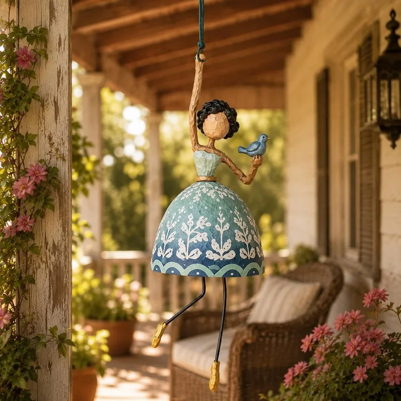 Hand Painted Ballerina Lady Figurine with Dangling Legs Whimsical Dancing Lady Hanging Ornament Vintage Women's Shaped Decor