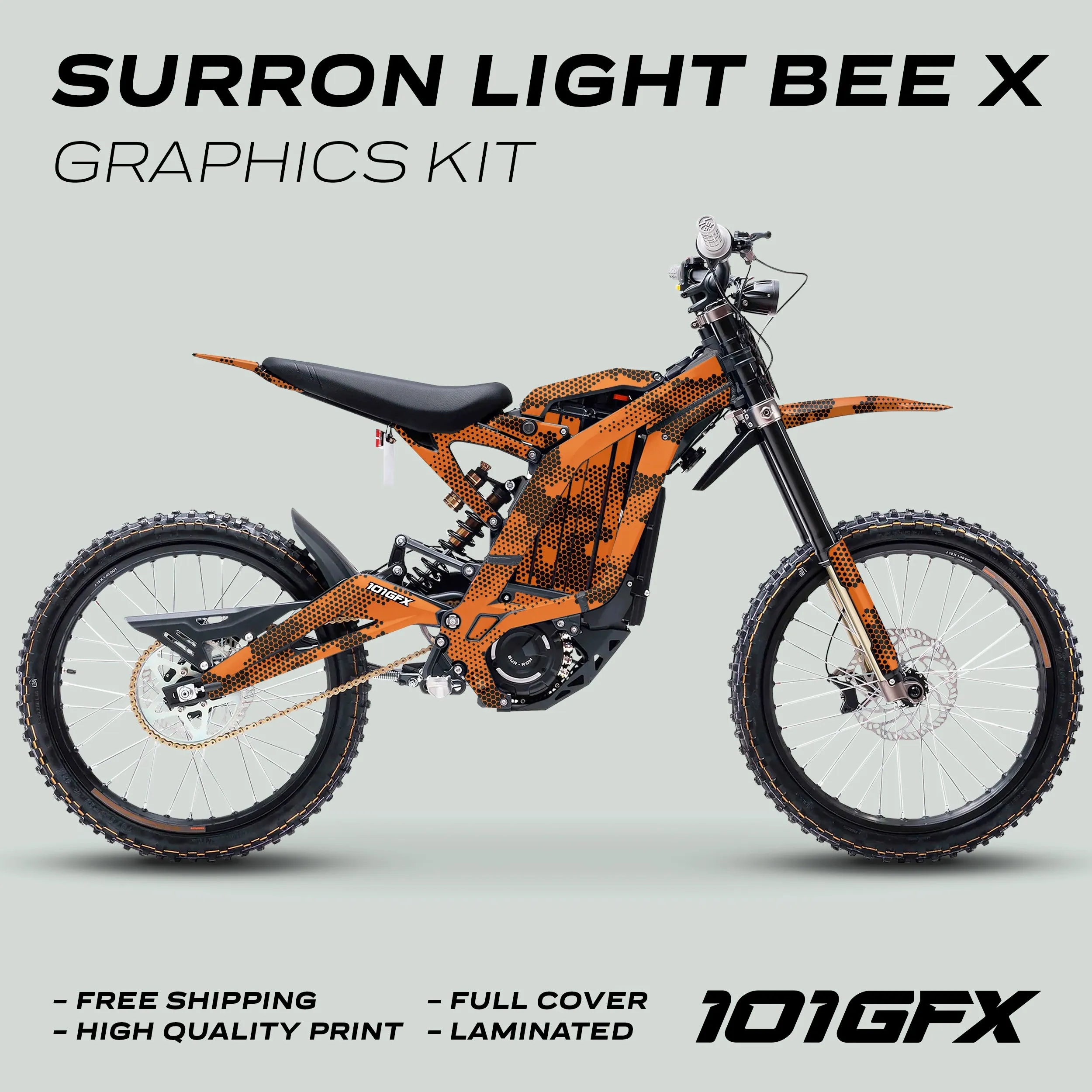 Graphics Kit HEXOCAM ORANGE Stickers  Honeycomb Cams Camouflage Hexagon Style Laminated  L1E eBike Emoto For Surron Light Bee X