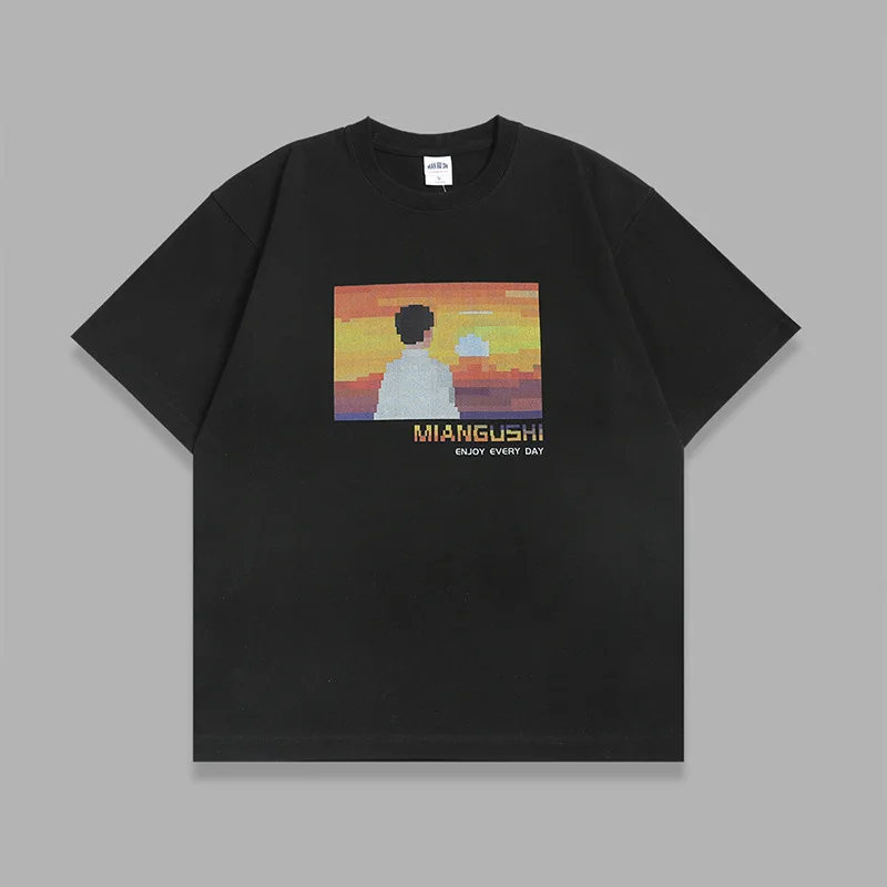 Y2k abbigliamento Tshirt Pixel Style Japanese Graphic Summer T-Shirt Cartoon Retro T Shirt uomo donna maniche corte top Harajuku Tees