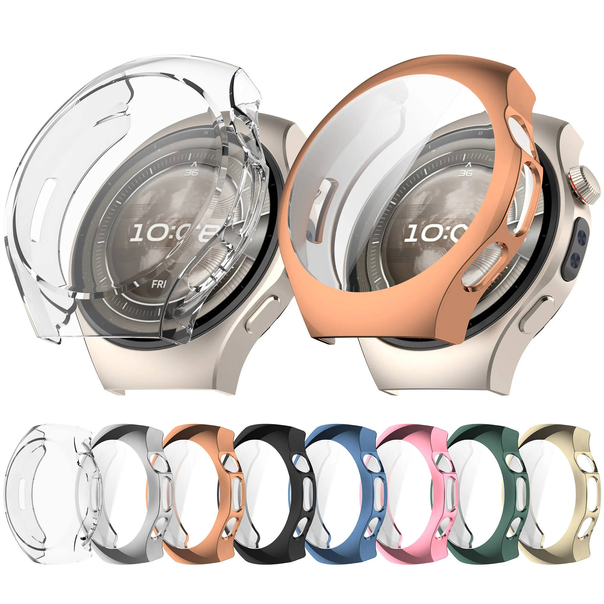 For Huawei Watch 5 42mm Watch Case Full Coverage Flexible TPU Electroplating Cover - Gold view 6