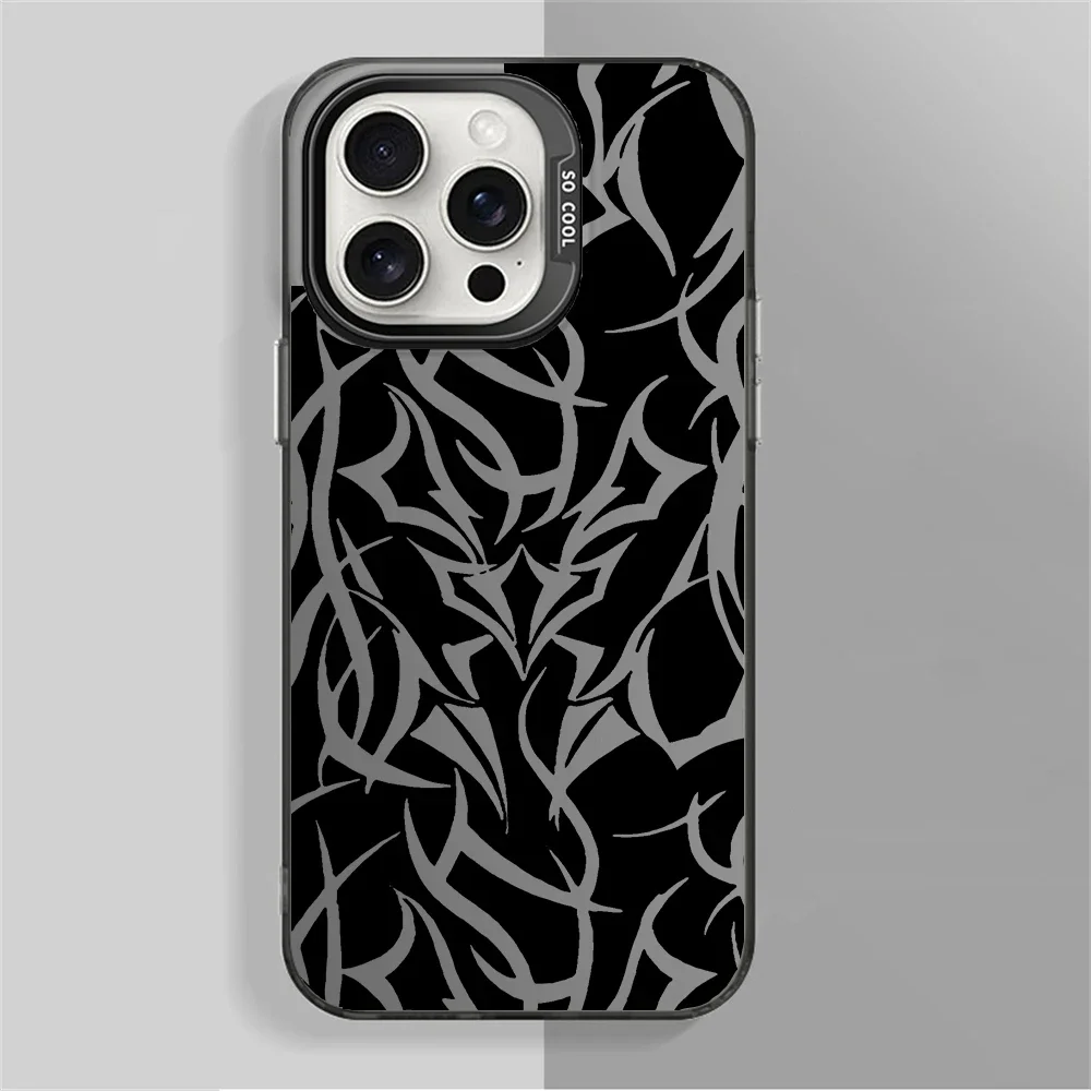 Abstract Art Thorn Phone Case for iPhone 15 16 14 Plus 11 12 13 Pro Max XR Dual Layer Hard IMD Plastic Matte Cover for Men Boys