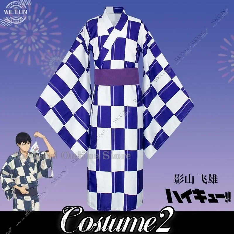 Kageyama Tobio Hinata Shoyo Cosplay Costume Wig High School Volleyball Club Kimono Fireworks Show Daily Outfit Man Halloween