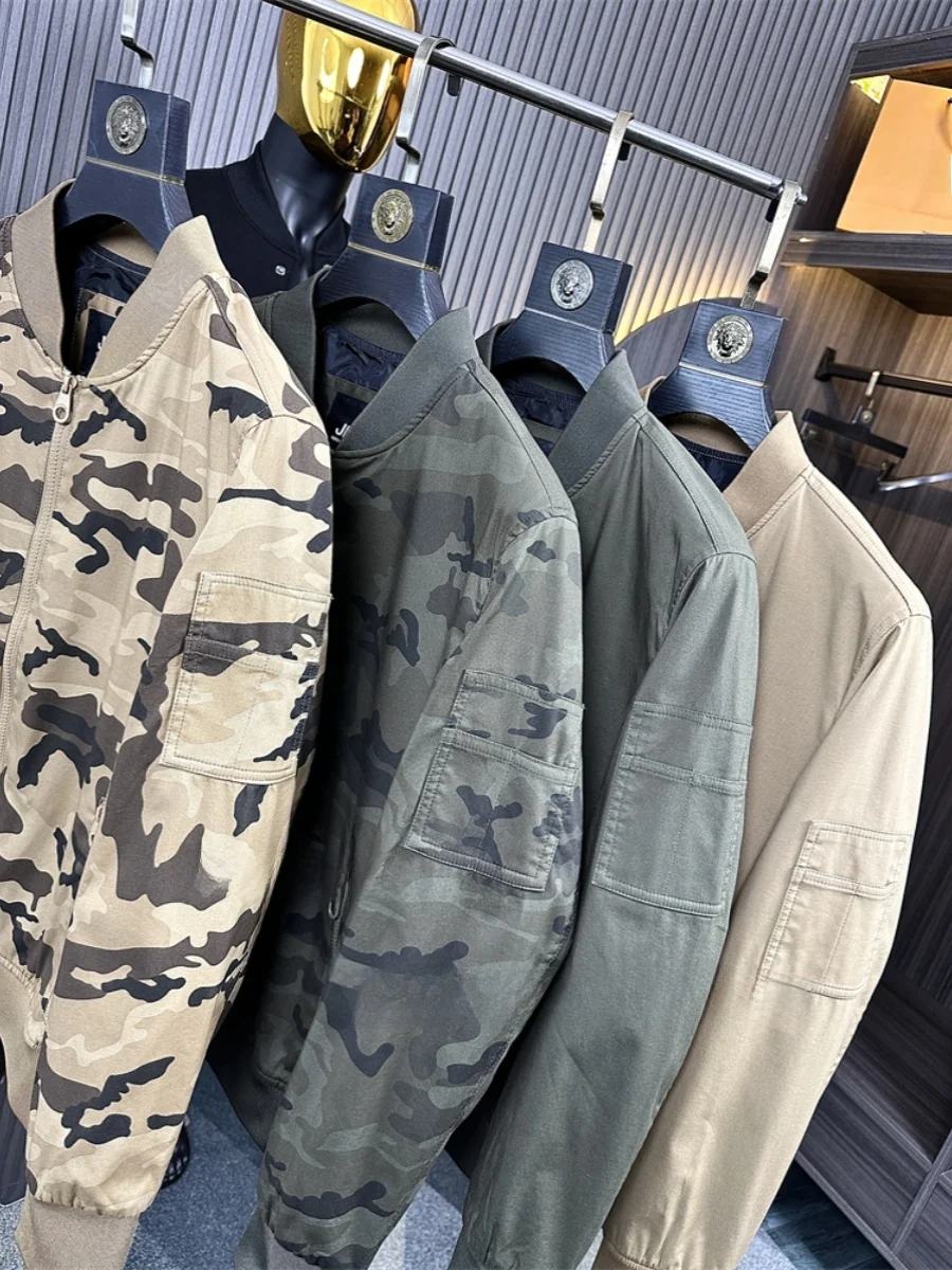Fashionable Men's Baseball Collar Jacket Autumn Collection Trendy Oversize Urban Style Long Sleeve Casual Outerwear Coat