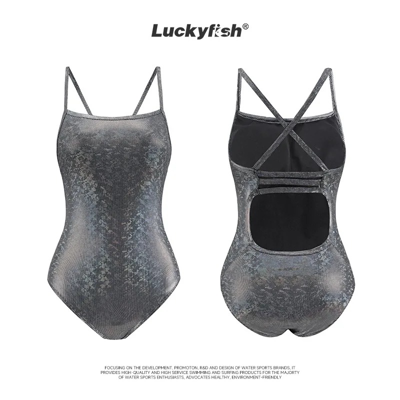 

Цельный сексуальный нейлоновый водонепроницаемый спортивный купальник с ремешками для девочек, женский быстросохнущий спортивный костюм из спандекса, дышащий купальный пляжный купальник