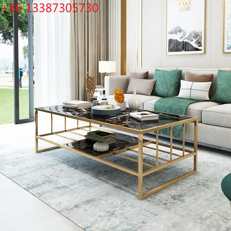 

Nordic marble rectangular coffee table small apartment storage tea table