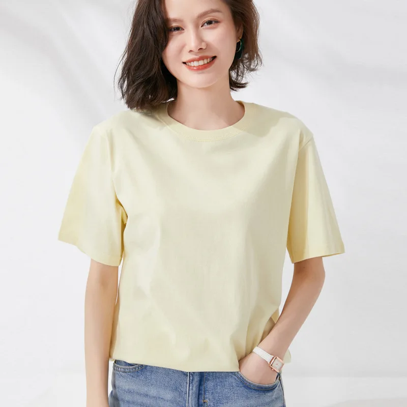 

Women T-shirts Summer Tops Solid Short Sleeve Loose O-neck Cotton Korean Casual Ladies Shirts Harajuku Korean Woman Tshirts