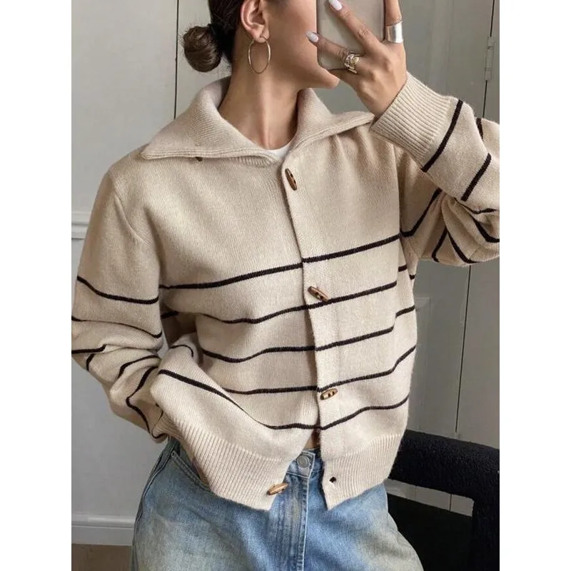 

High Neck Striped Sweater Women's Knittedwear Spring 2026 Fashion Detail: Other Fabric: Other Style: Other