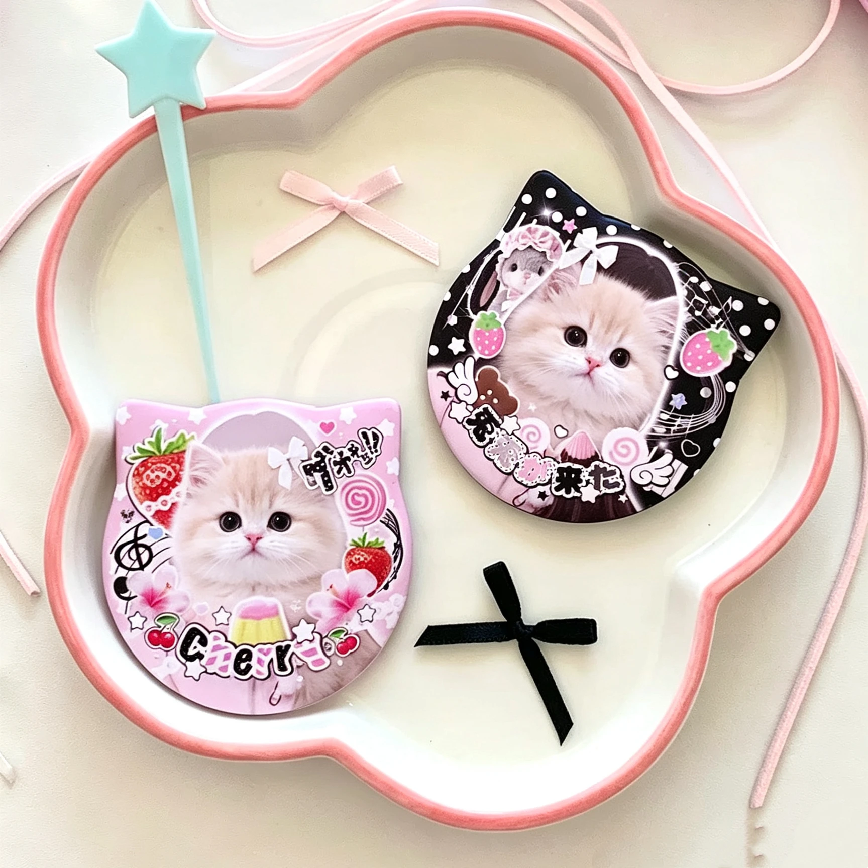 58mm Custom Badge Pins Button Pins Shape Cute Cat Ear Shape Tinplate Lapel Button DIY Personal Pet