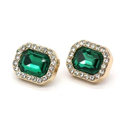 EQUBO 6Pcs 12mm Small Luxury Green Rhinestone Gold Metal Buttons for Clothing Vintage Silk Shirt Dress Handmade Supplies