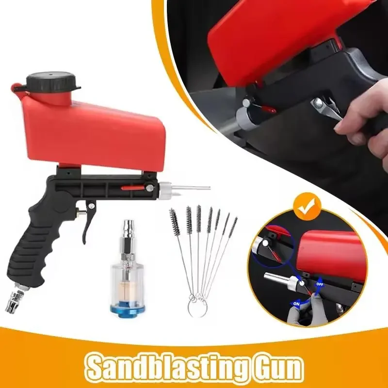 Portable Pneumatic Sandblasting Gun Adjustable Pneumatic Sandblasting Machine Powerful Rust Removal Gravity Sand-Blasting Gun