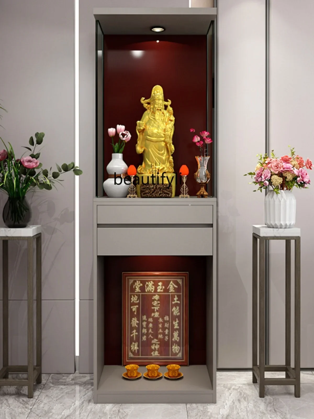 182C Modern Altar Cabinet Altar Chinese Style Clothes Closet Statue Enshrine God of Wealth Household Sitting Room Cabinet with G