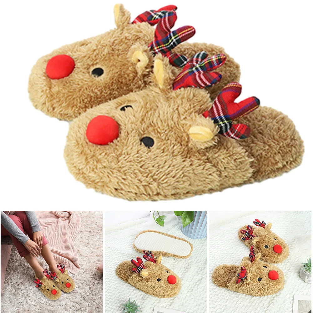 Kerst Rendier Slippers Warme Pluche Thuis Slipper Gezellige Winter Slippers Instappantoffels Dames Heren Ademende Slaapkamer Slippers