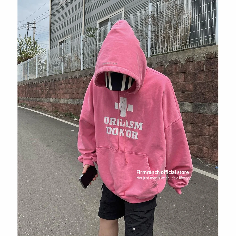 Firmranch New Archive Vibe Project 23SS Cross Print Hoodie Men Women Oversized Cleanfit Pink Sweatshirt Spring Autumn Pullover