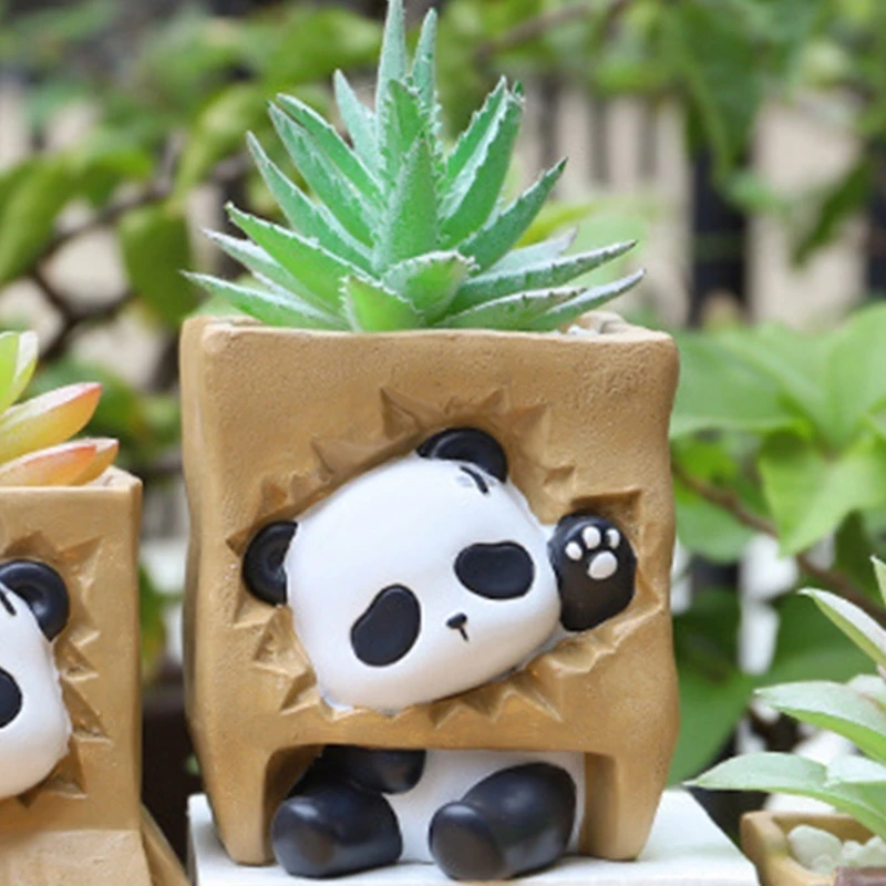 Silicone Flowerpot Silicone Mold Panda Shaped Concrete Mould for Flowerpot Dropship