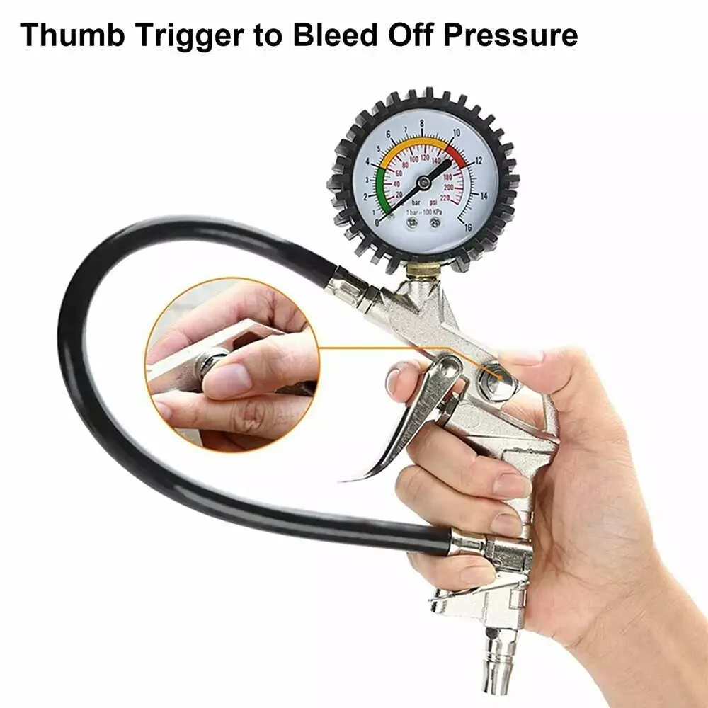 Multifunctional  220PSI Car Motorcycle Tire Air Pressure Monitoring Gauge Tester Air Compressor Dial Meter Inflator Pump Tools