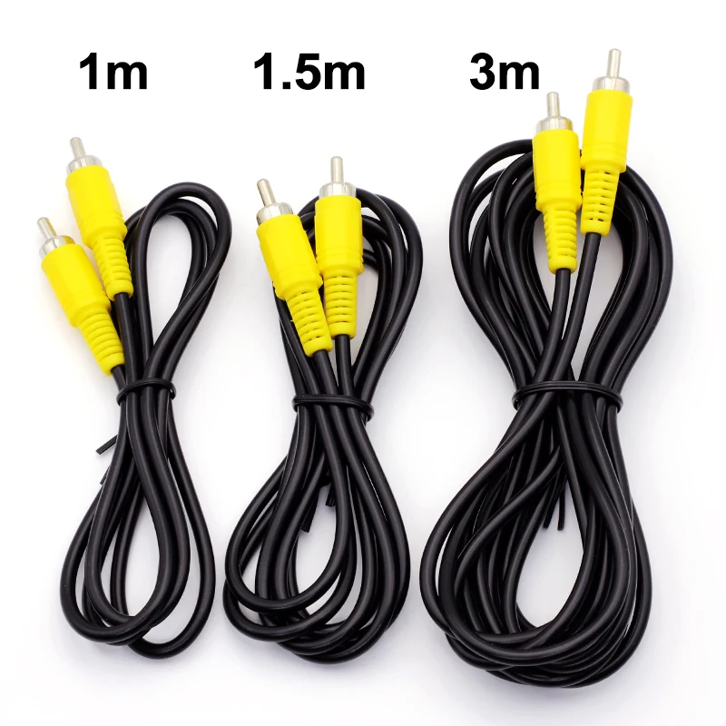 1/2/5pcs RCA Male to RCA Male Plug Audio Video Cable M/M RCA Connector Extension Coaxial Speaker AV Cable Cord Black 1M 1.5M 3M