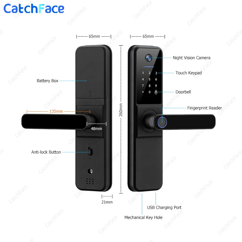 Saudi Arabia Warehouse Electronic Fingerprint Biometric Digital Smart Lock With WiFi TUYA APP Password IC Card Unlock Security