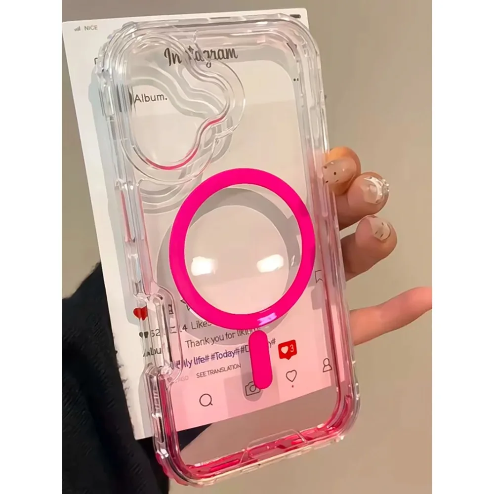 Mode 3IN1 Farbverlauf Klar Magnetische Stoßfest Fall für IPhone 17 16 15 14 13 12 Pro Max für Magsafe Drahtlose Lade Abdeckung