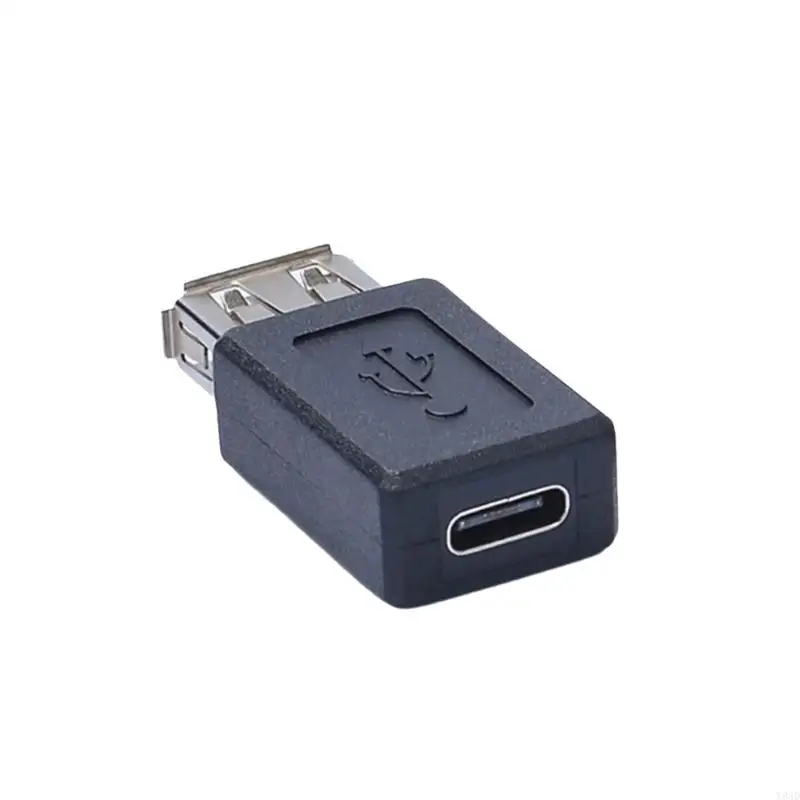 Y8AD 35mm Type C Female to USB 2.0 Female OTG Adapter 5V/3A Charging Capability Black