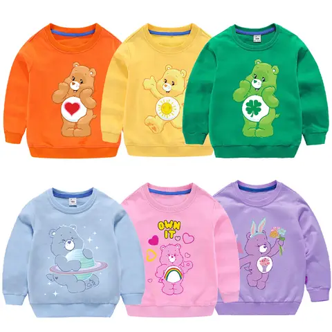 Care Bears Round Neck Toddler Sweatshirt Autumn Sweatshirt Long Sleeves Cartoons Printed Children Sportwear Kids Thin Streetwear