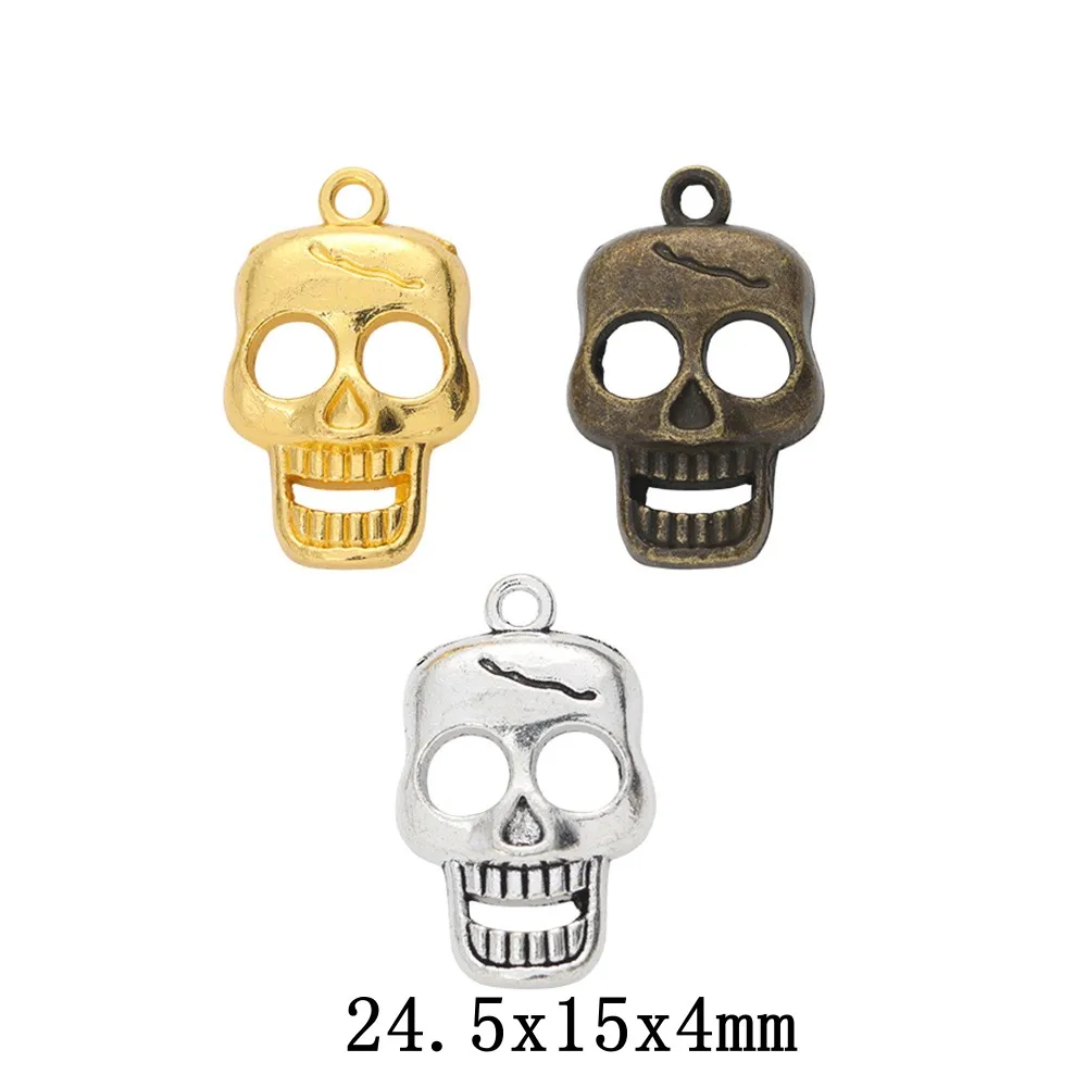 22pieces (skull) vintage zinc alloy charm metal pendant DIY jewelry discovery making accessories 2450