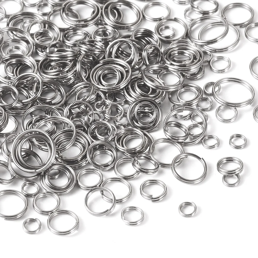 600pcs Double Loops 304 Stainless Steel Jump Rings Mix-size Split Rings for Handmade Key Chain DIY Jewelry Making Accessories