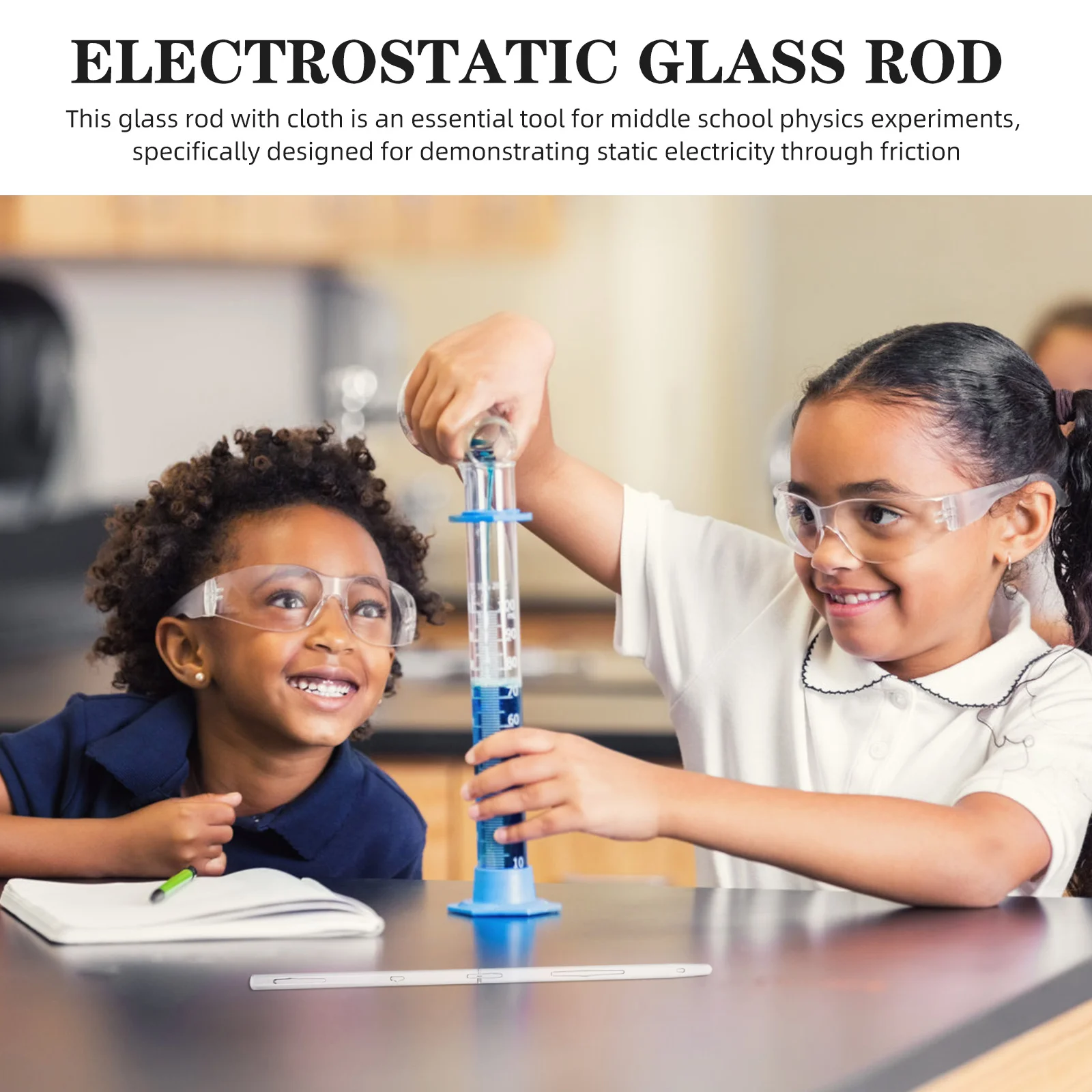 

1 комплект, набор для экспериментов по статическому электричеству, стеклянный стержень, тканевое оборудование для электрификации трения, высокая физика