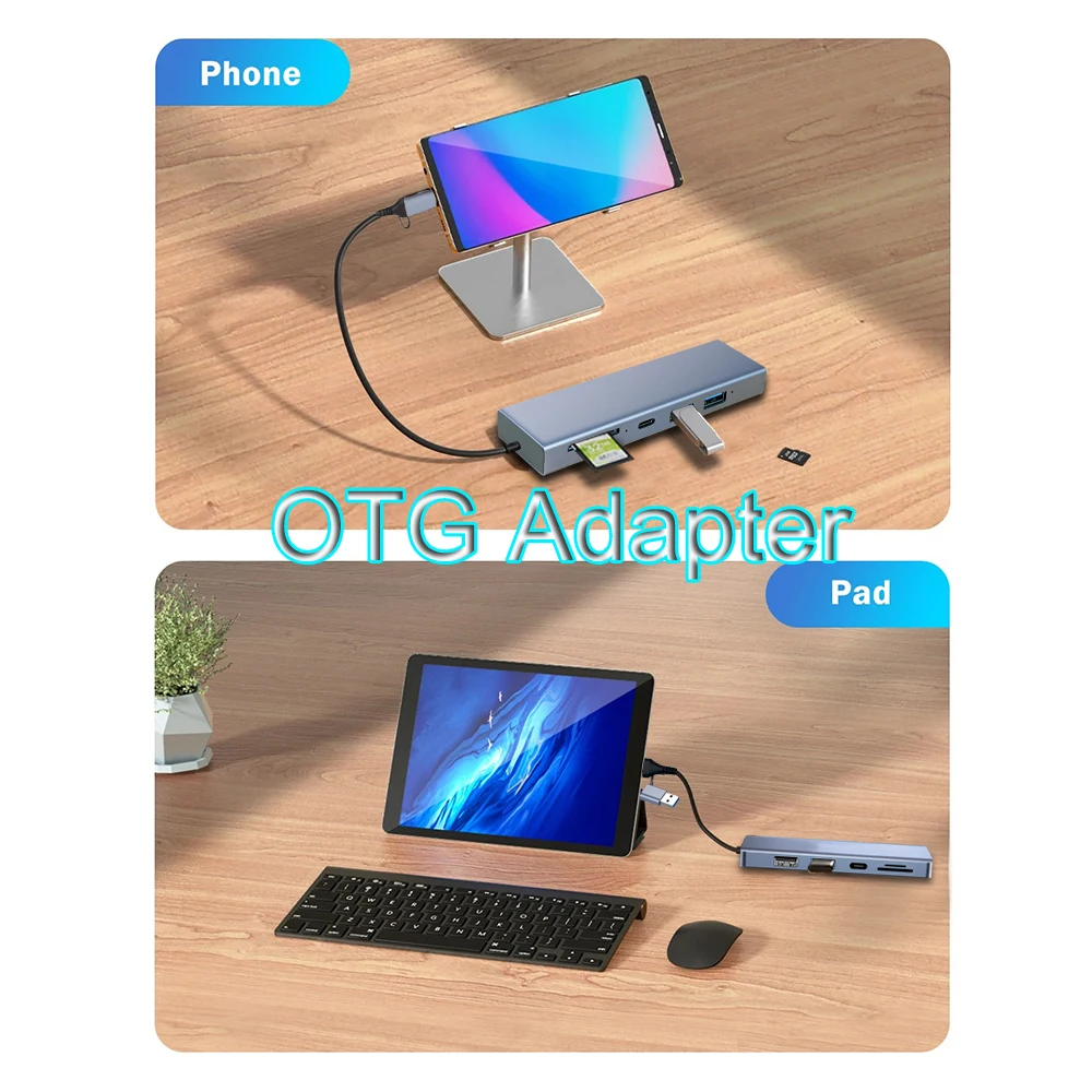 5-In-2 Usb C Hub Usb 3.0 Hub Type C Docking Stations Usb Splitter 5Gbps Hoge Snelheid Transmissie Adapter Otg Voor Laptop Macbook