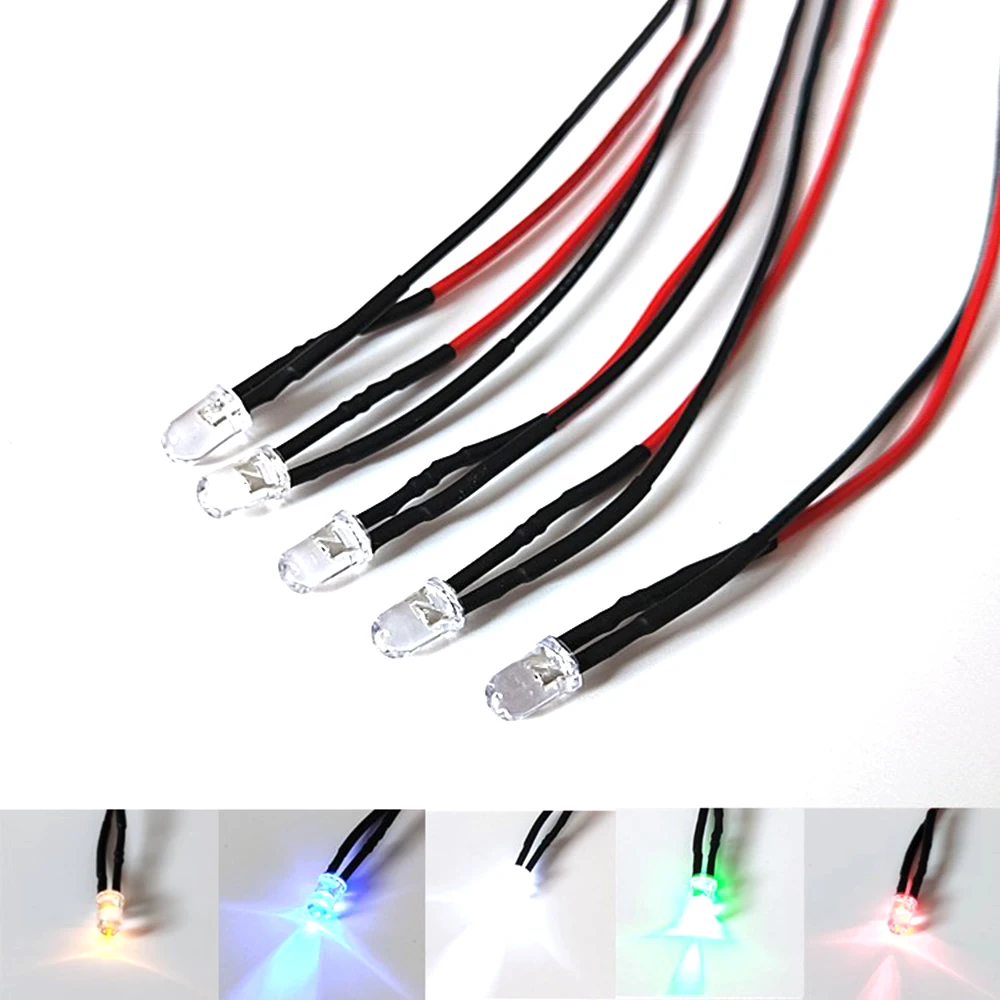 10Pcs 5mm LED Light Lamp Emitting Diodes 20cm Bulb LEDs Prewired For DIY Home Decoration DC 3V 5V 9V 12V 24V 36V 48V 110V 220V