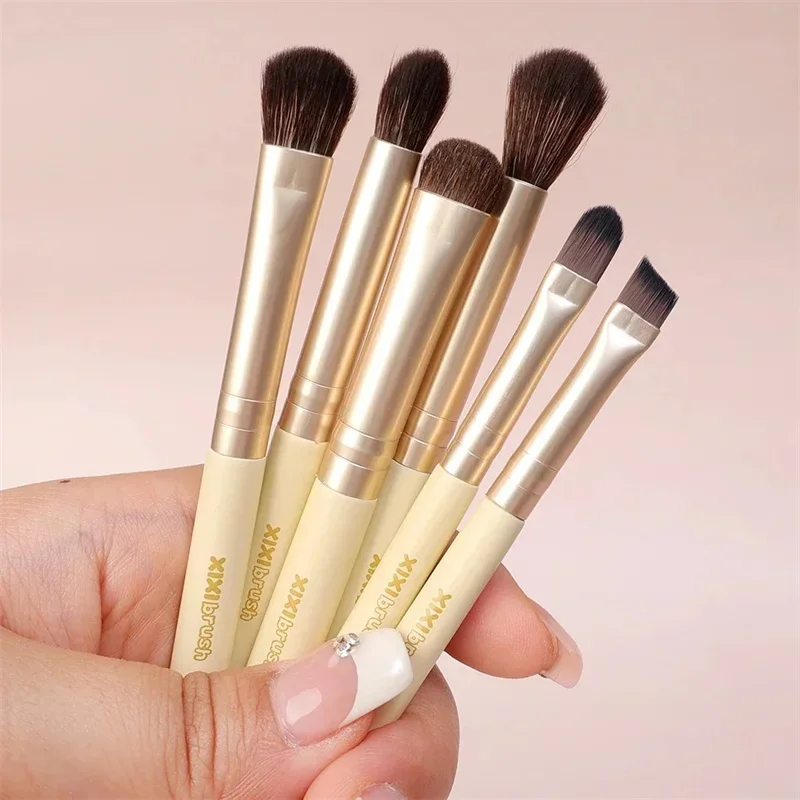 6pcs Mini Makeup Brush Set Eyeshadow Eyebrow Eyelash Lip Concealer Blush Brushes Travel Portable Soft Foundation Powder Brush