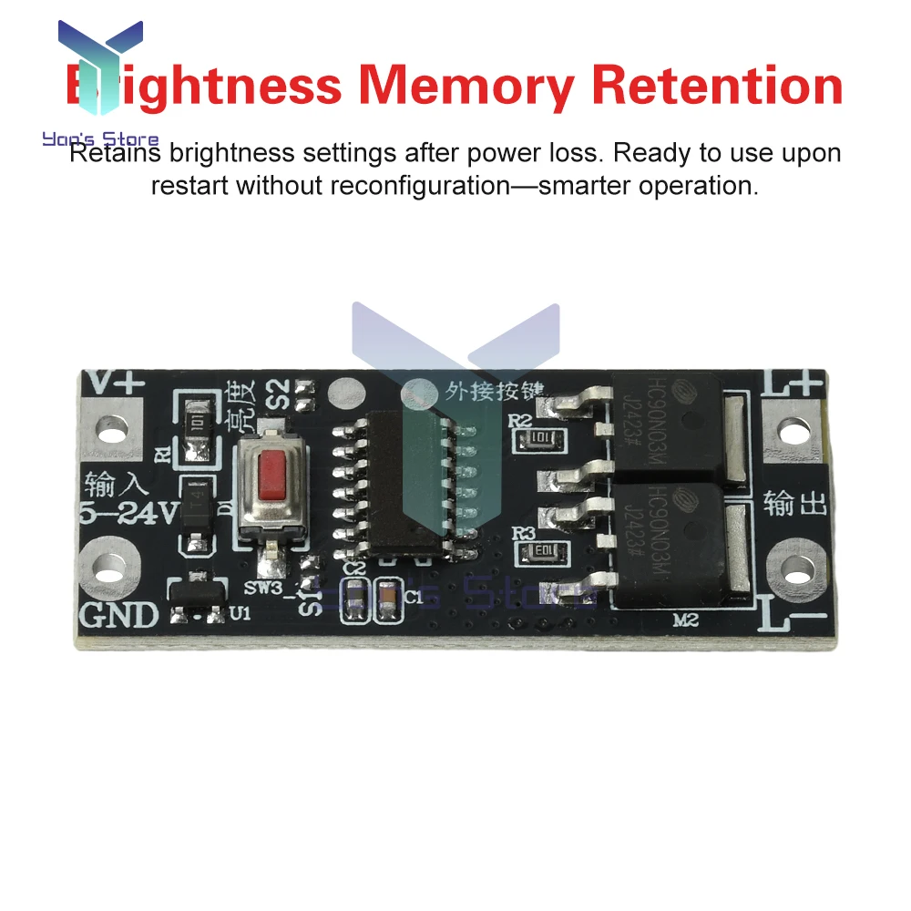 100-W-LED-Dimmermodul mit Softstart-Stopp-Speicherfunktion, breite Spannung 5–24 V für LED-Streifenlichter