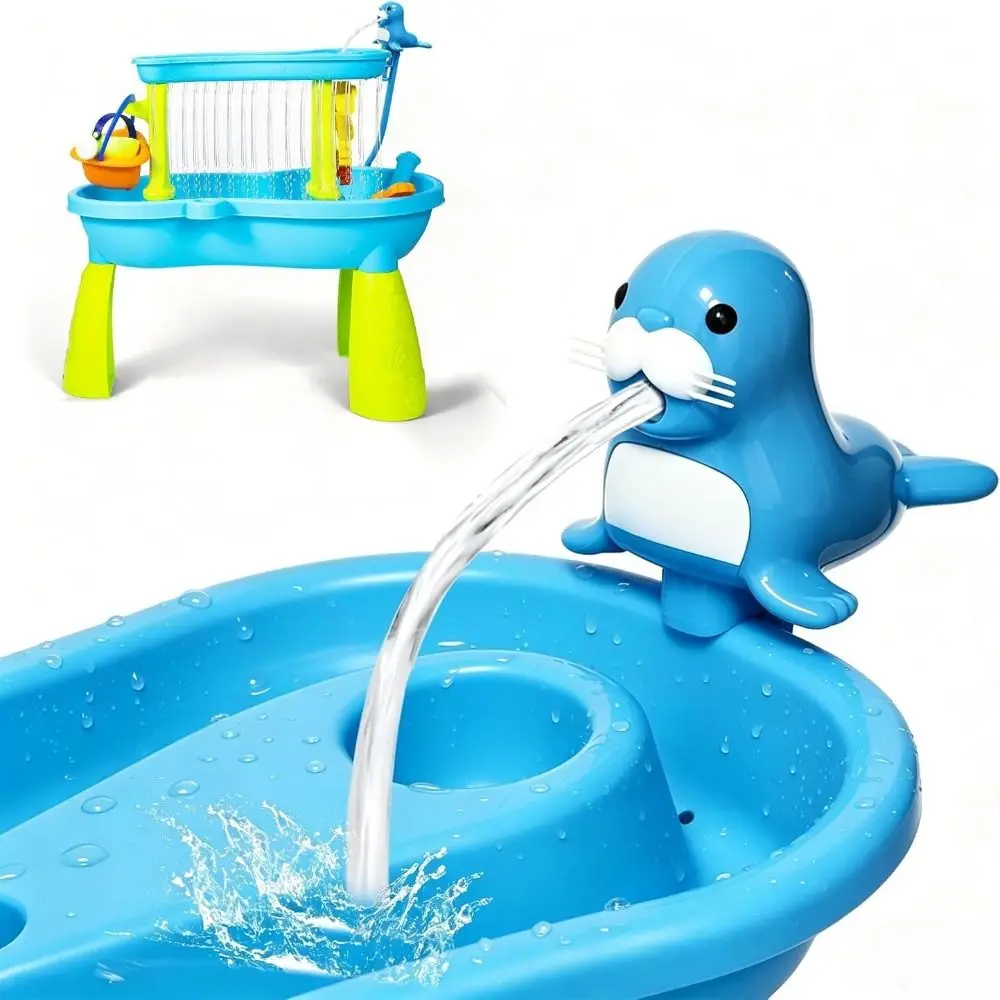 Portable No-Drill Kids Water Table Pump Continuous Flow Easy Install Utility Pumps Sea Lion Water Play Toys Summer