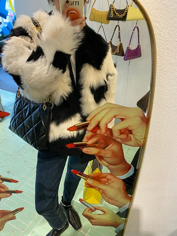 Jaet – manteau Long en laine tricoté pour jeunes femmes, nouvelle collection 2024, Sle v-ne, Version coréenne, imprimé, Sve ort