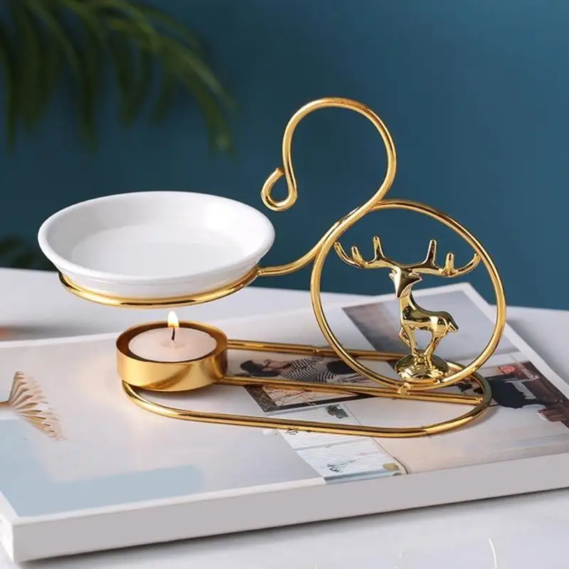 62KD Ceramic Tealight Holder Iron Candlestick For Aromatherapies For Home
