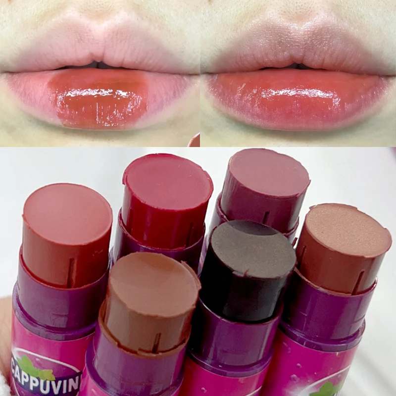 Bálsamo labial de sabor a uva, hidratante, Nutrición de larga duración, antigrietas, tinte de labios de color, cosméticos para el cuidado, 3 unids/set