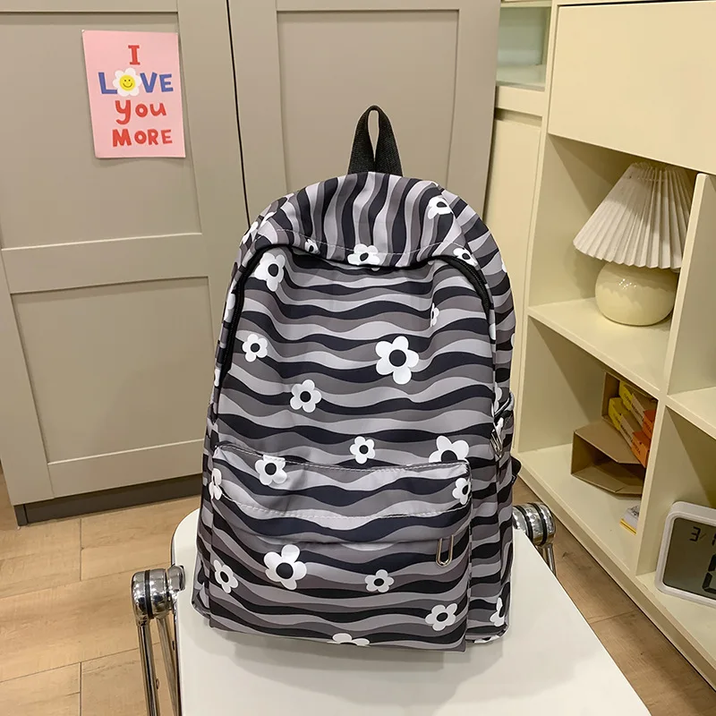 

Japan Harajuku Style Teenager Backpacks Classic Simple Flower Print Large Capacity Bookpacks College Students Travel Rucksack